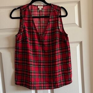 J. Crew Red and Black Plaid Sleeveless Top